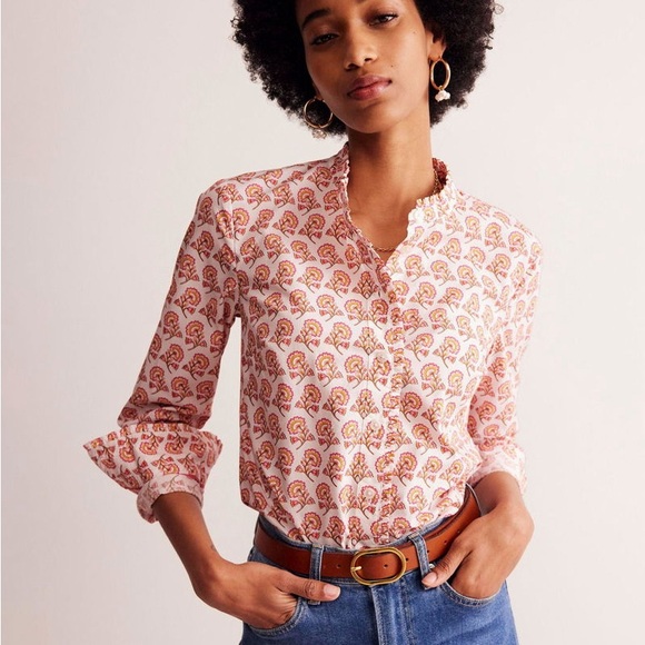 Boden Tops - Boden Phoebe Floral Shirt Pink Floral Button-Front Women's